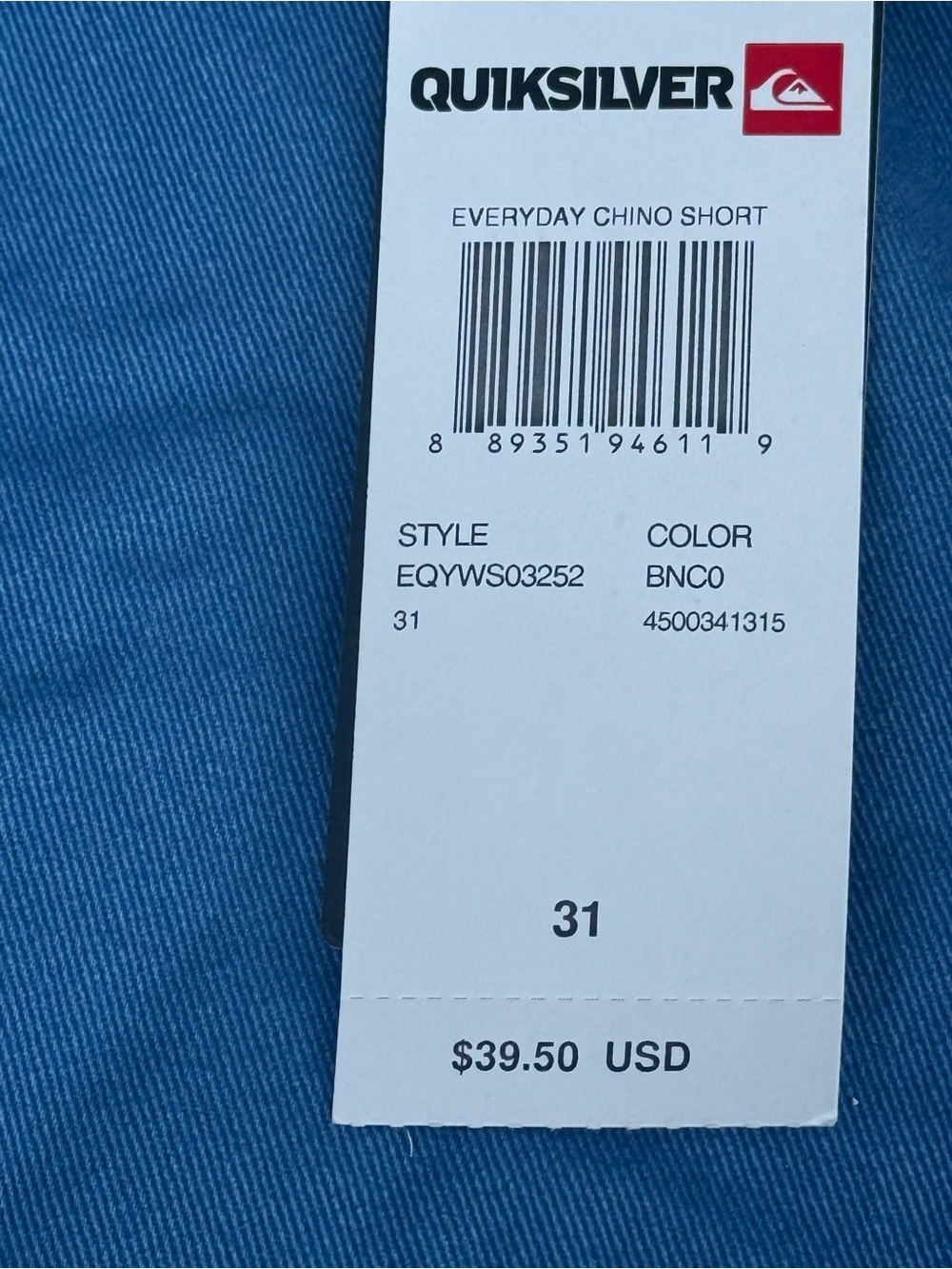 Quiksilver Men's Slate Blue Flat Front Chino Shorts - Picture 8 of 8